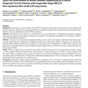 Early cost-effectiveness model of whole genome sequencing as a molecular diagnostic test versus standard of care in locally advanced and metastatic (Stage IIIB,C/ IV) non-squamous non-small cell lung cancer